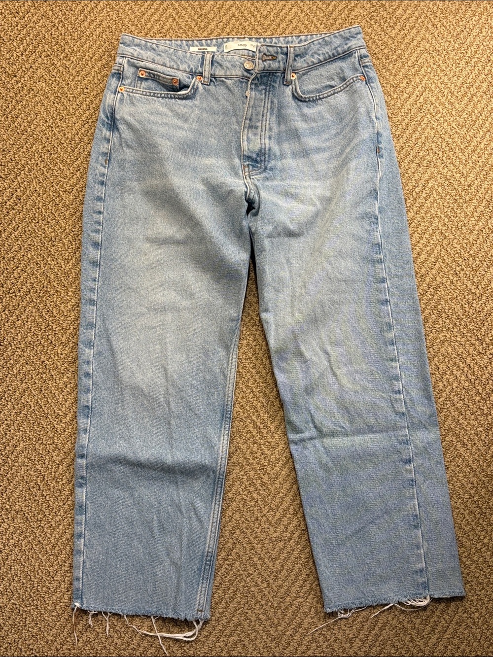 Mango Light Blue Relaxed Straight-Leg Jeans